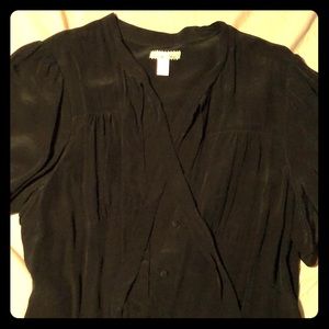 Black front tie rayon shirt